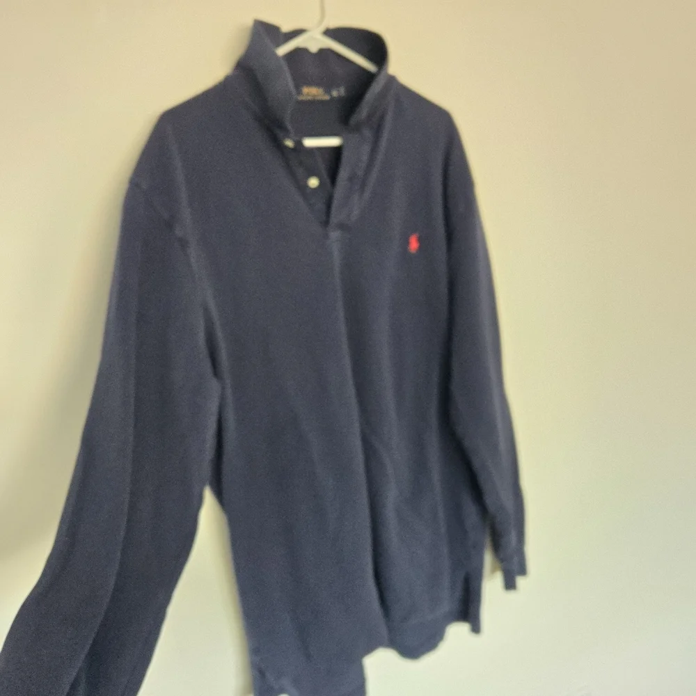 Polo by Ralph Lauren Men's Navy Long Sleeve Polo Shirt 100% Cotton Preppy XLT